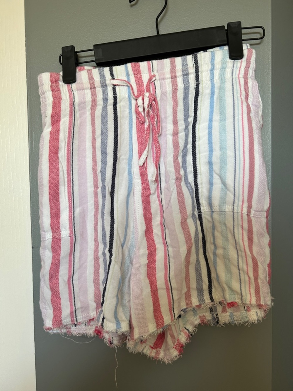 Striped Tie-Waist Women’s Shorts - Pink & Blue